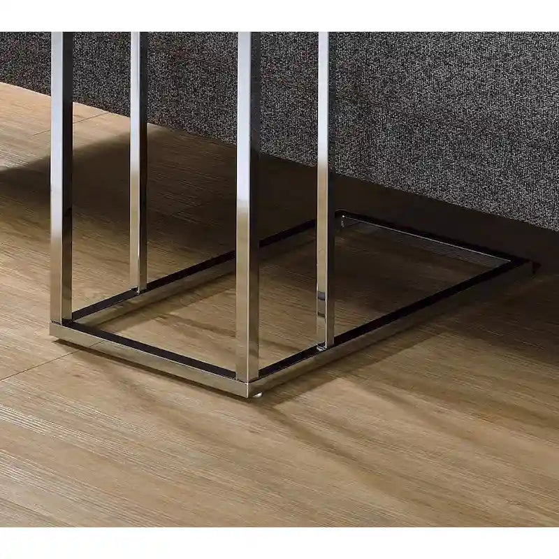 Accent Table – White Tempered Glass Top, Chrome Base, Slides Under Sofa, Multi-Functional - Image 5