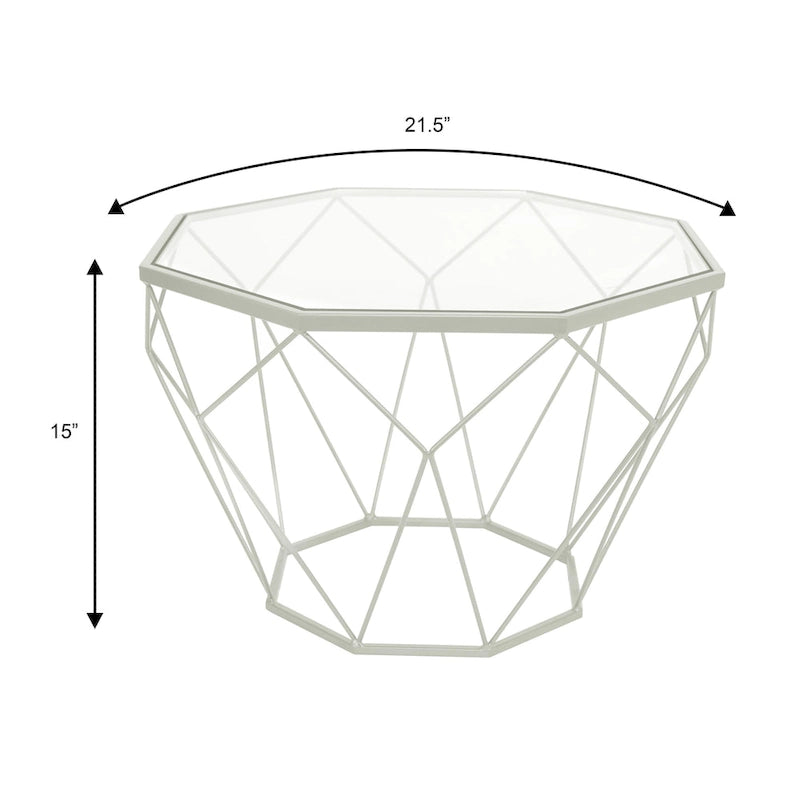 Modern Octagon Coffee Table – 21.5 Tempered Glass Top, Gold Geometric Metal Base, Multi-Use - Image 20