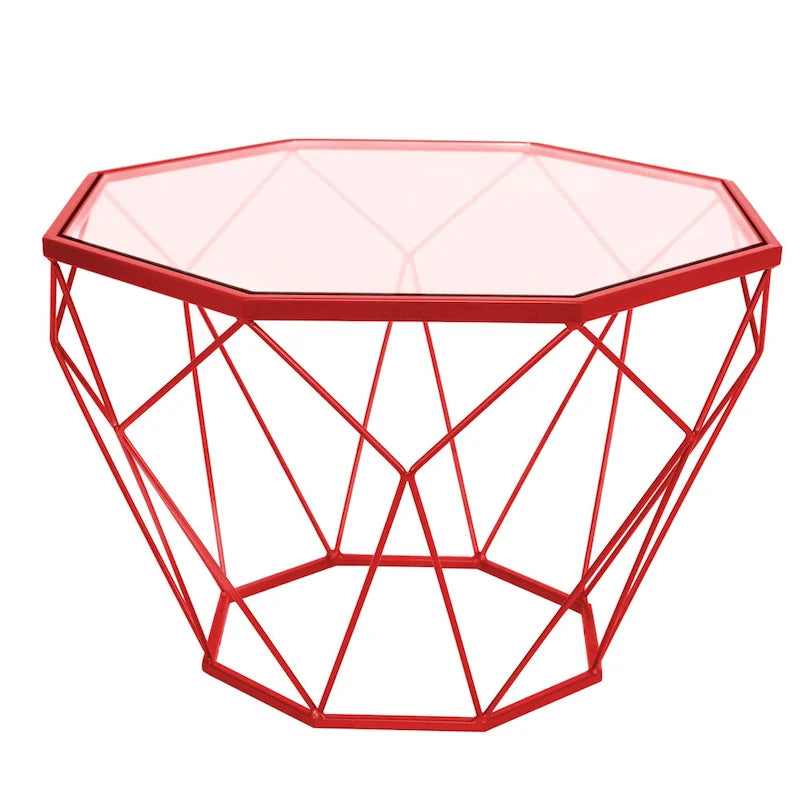 Modern Octagon Coffee Table – 21.5 Tempered Glass Top, Gold Geometric Metal Base, Multi-Use - Image 21