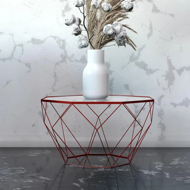 Modern Octagon Coffee Table – 21.5 Tempered Glass Top, Gold Geometric Metal Base, Multi-Use - Image 22