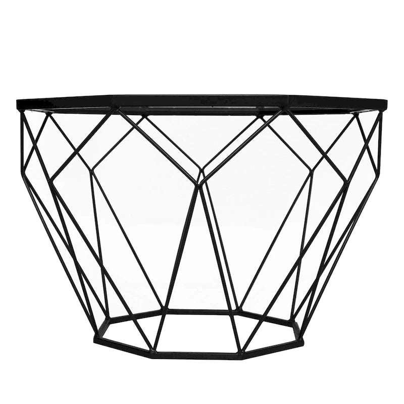 Modern Octagon Coffee Table – 21.5 Tempered Glass Top, Gold Geometric Metal Base, Multi-Use - Image 33