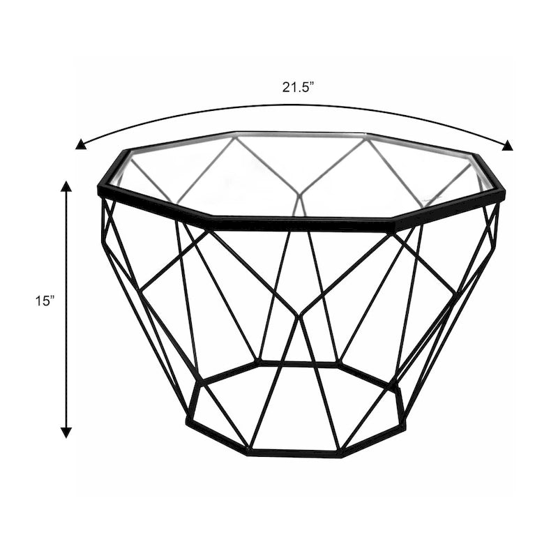 Modern Octagon Coffee Table – 21.5 Tempered Glass Top, Gold Geometric Metal Base, Multi-Use - Image 40