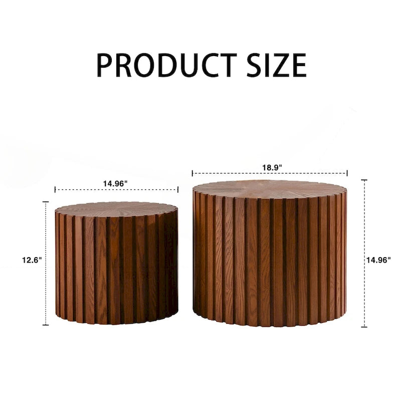 Round Wood Coffee Table – Hand-Carved Relief Design, Non-Slip Foot Pads, Fully Assembled - Image 9