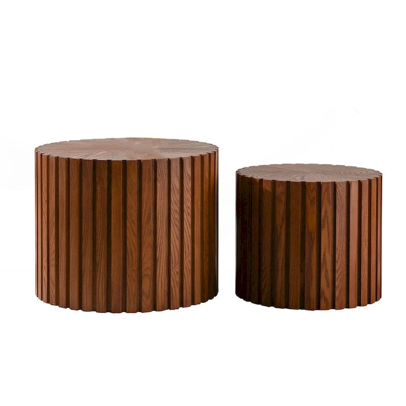 Round Wood Coffee Table – Hand-Carved Relief Design, Non-Slip Foot Pads, Fully Assembled - Image 10