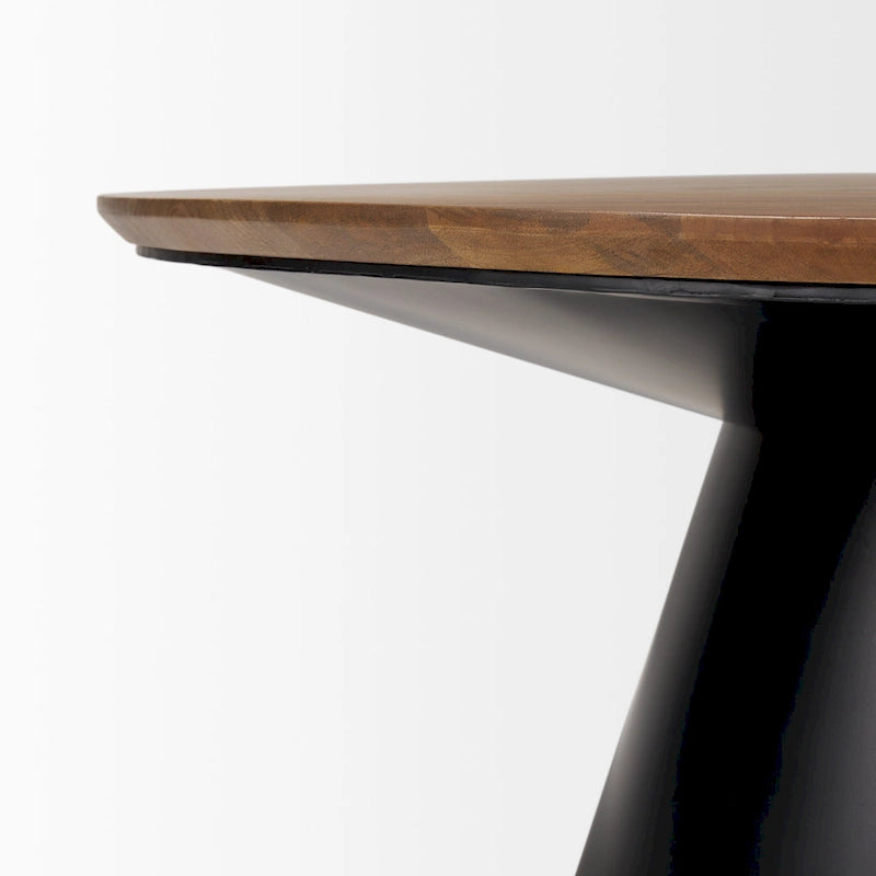 Round Coffee Table – Solid Mango Wood Top, Black Cast Iron Pedestal Base, 45 Diameter x 16H - Image 4