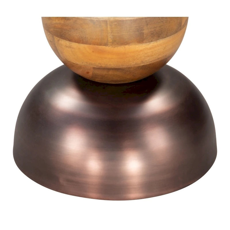 Round Pedestal End Table – Bronze & Brown, Iron & Solid Wood, 17W x 17.3H - Image 6