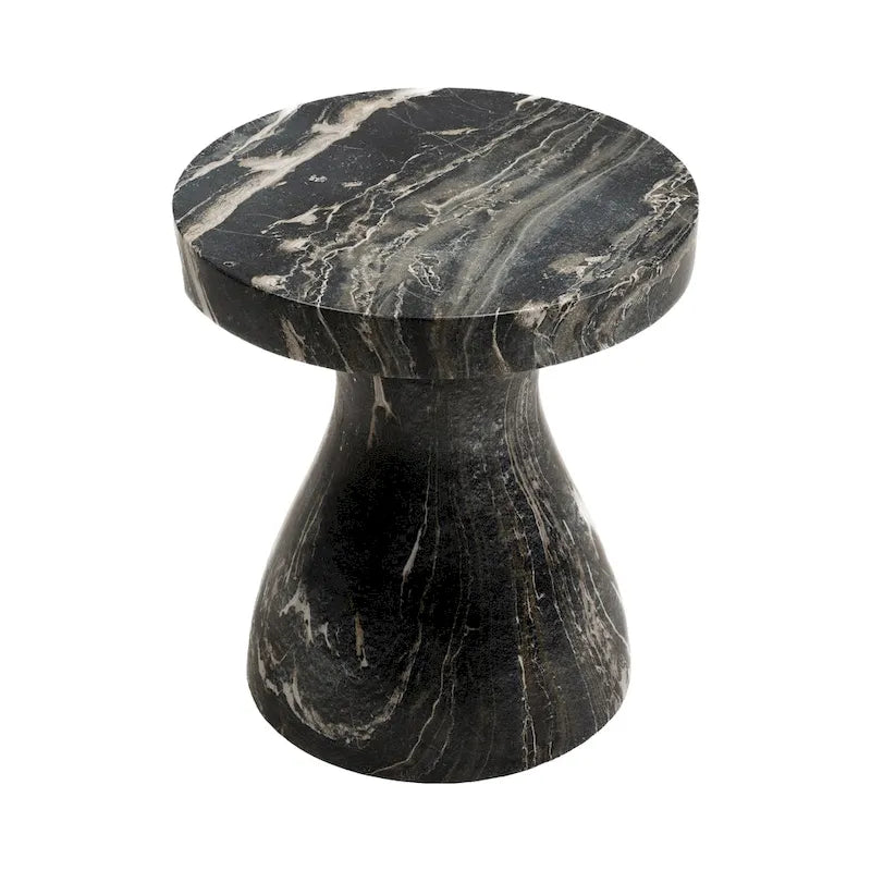 Faux Marble End Table – Weatherproof Concrete, Indoor/Outdoor, 13.7W x 14.4H, Multi-Use Stool - Image 12