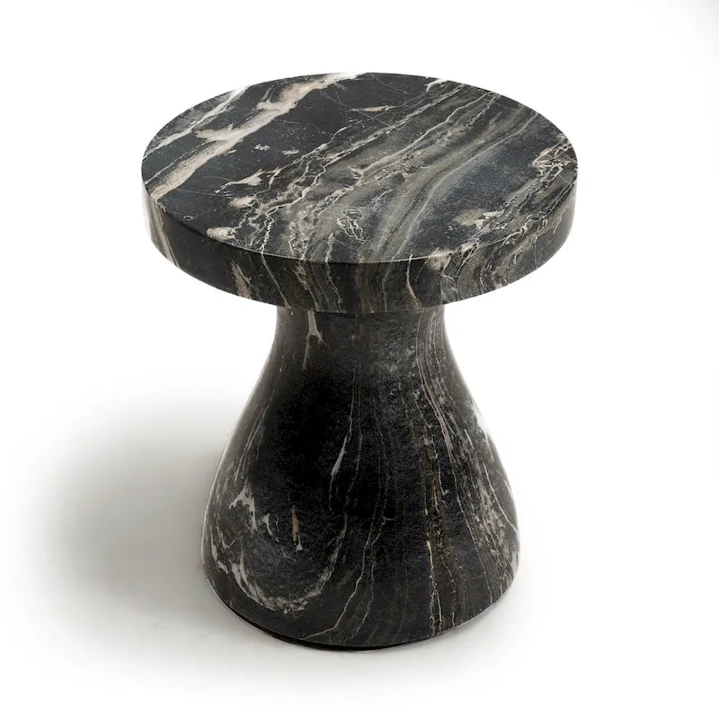 Faux Marble End Table – Weatherproof Concrete, Indoor/Outdoor, 13.7W x 14.4H, Multi-Use Stool - Image 15