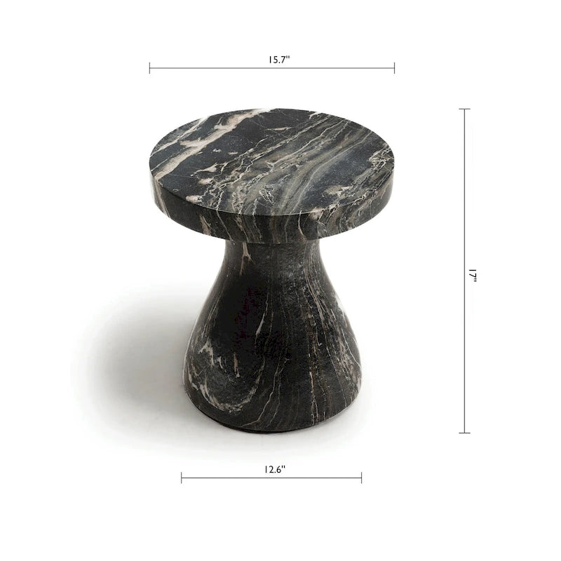 Faux Marble End Table – Weatherproof Concrete, Indoor/Outdoor, 13.7W x 14.4H, Multi-Use Stool - Image 16