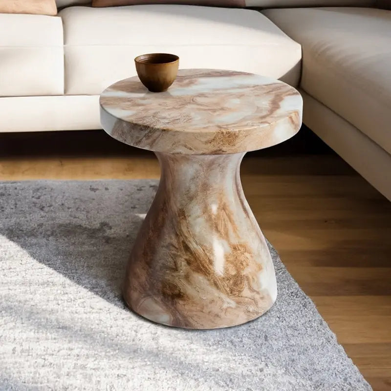 Faux Marble End Table – Weatherproof Concrete, Indoor/Outdoor, 13.7W x 14.4H, Multi-Use Stool - Image 18