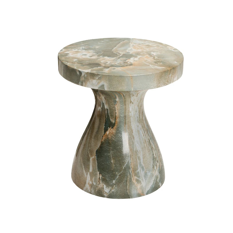 Faux Marble End Table – Weatherproof Concrete, Indoor/Outdoor, 13.7W x 14.4H, Multi-Use Stool - Image 3