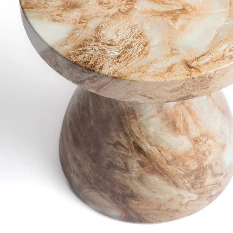 Faux Marble End Table – Weatherproof Concrete, Indoor/Outdoor, 13.7W x 14.4H, Multi-Use Stool - Image 22