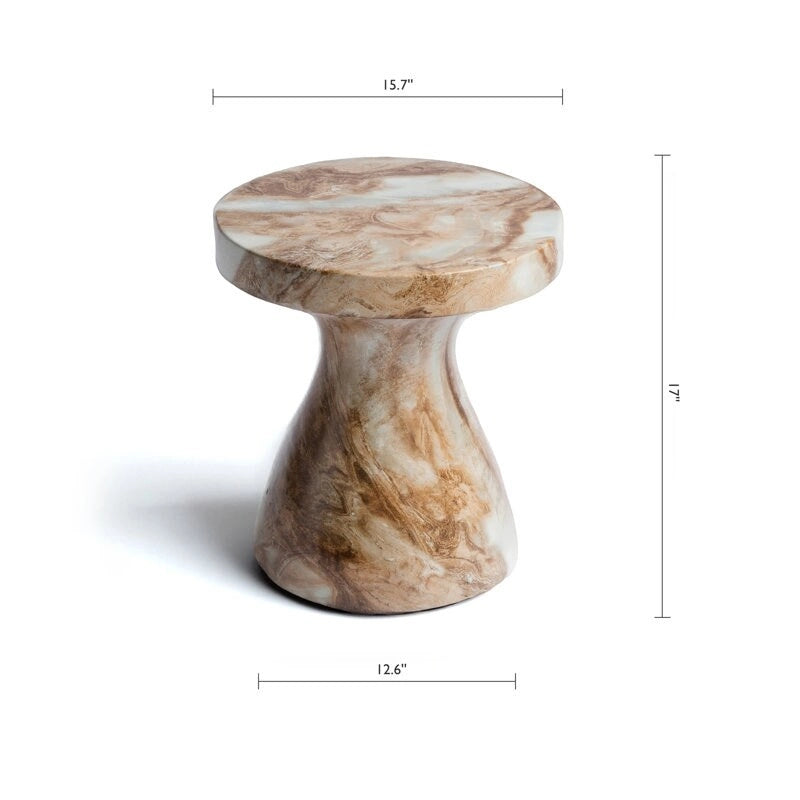 Faux Marble End Table – Weatherproof Concrete, Indoor/Outdoor, 13.7W x 14.4H, Multi-Use Stool - Image 23