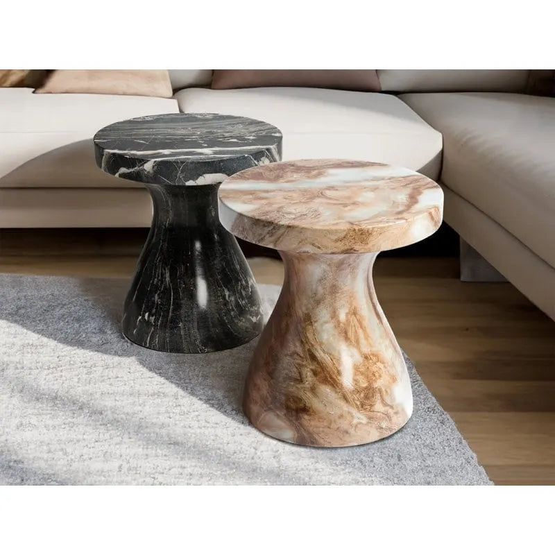 Faux Marble End Table – Weatherproof Concrete, Indoor/Outdoor, 13.7W x 14.4H, Multi-Use Stool - Image 24