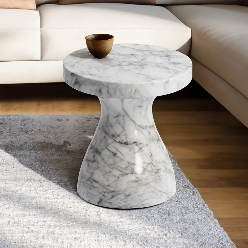 Faux Marble End Table – Weatherproof Concrete, Indoor/Outdoor, 13.7W x 14.4H, Multi-Use Stool - Image 26