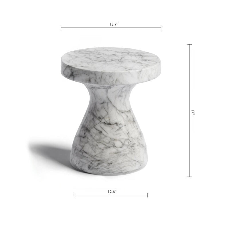 Faux Marble End Table – Weatherproof Concrete, Indoor/Outdoor, 13.7W x 14.4H, Multi-Use Stool - Image 29