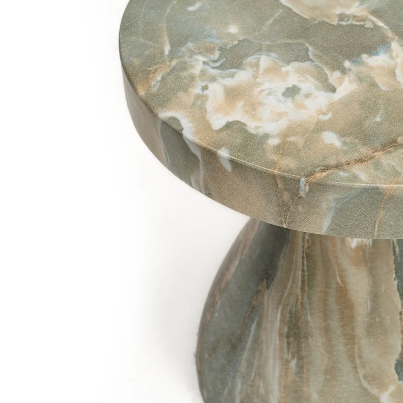 Faux Marble End Table – Weatherproof Concrete, Indoor/Outdoor, 13.7W x 14.4H, Multi-Use Stool - Image 7