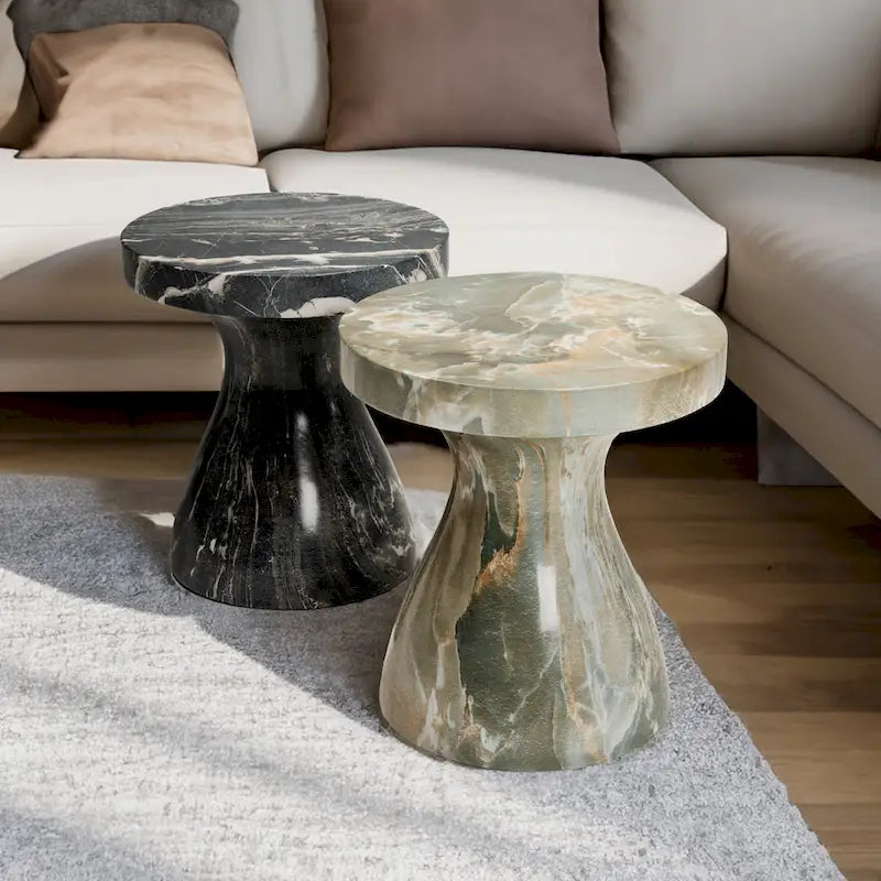 Faux Marble End Table – Weatherproof Concrete, Indoor/Outdoor, 13.7W x 14.4H, Multi-Use Stool - Image 10