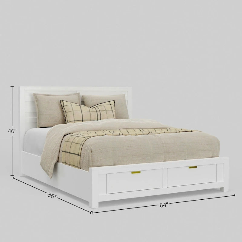 Eastern King Storage Bed - White, Panel Headboard, 2 Drawers, Slats Included, 85W x 80D x 46H - Image 5