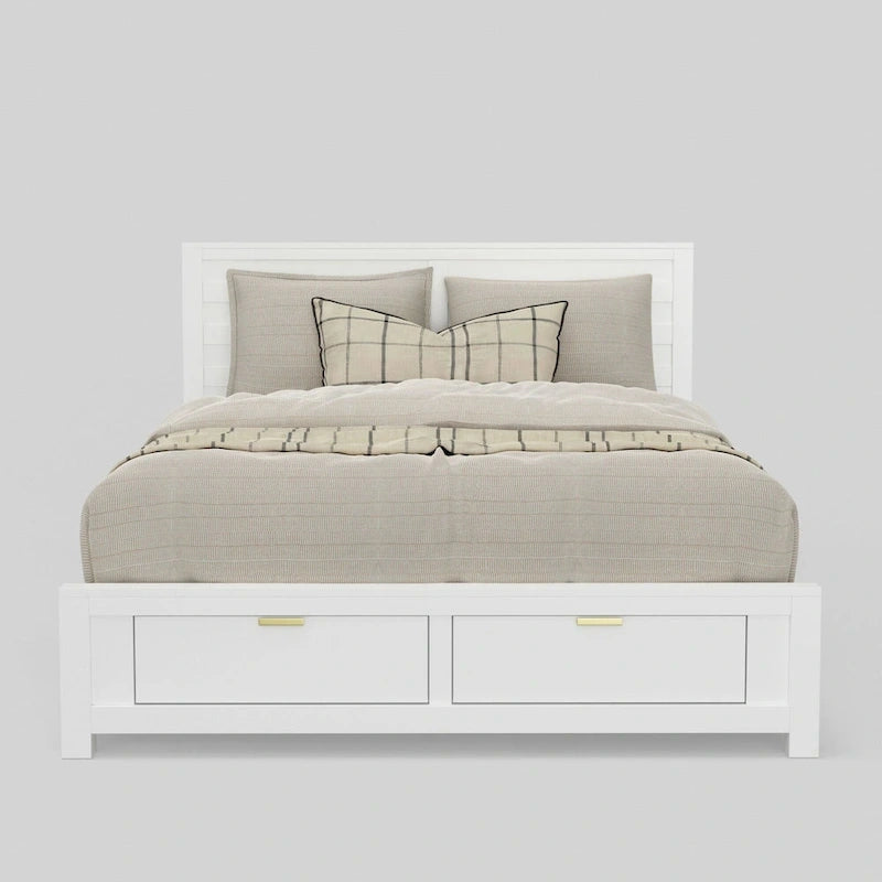 Eastern King Storage Bed - White, Panel Headboard, 2 Drawers, Slats Included, 85W x 80D x 46H - Image 6