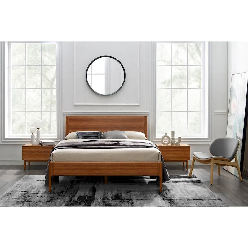 King Platform Bed – Copper, Upholstered Fabric, Tufted Headboard, Contemporary, No Box Spring - Image 8