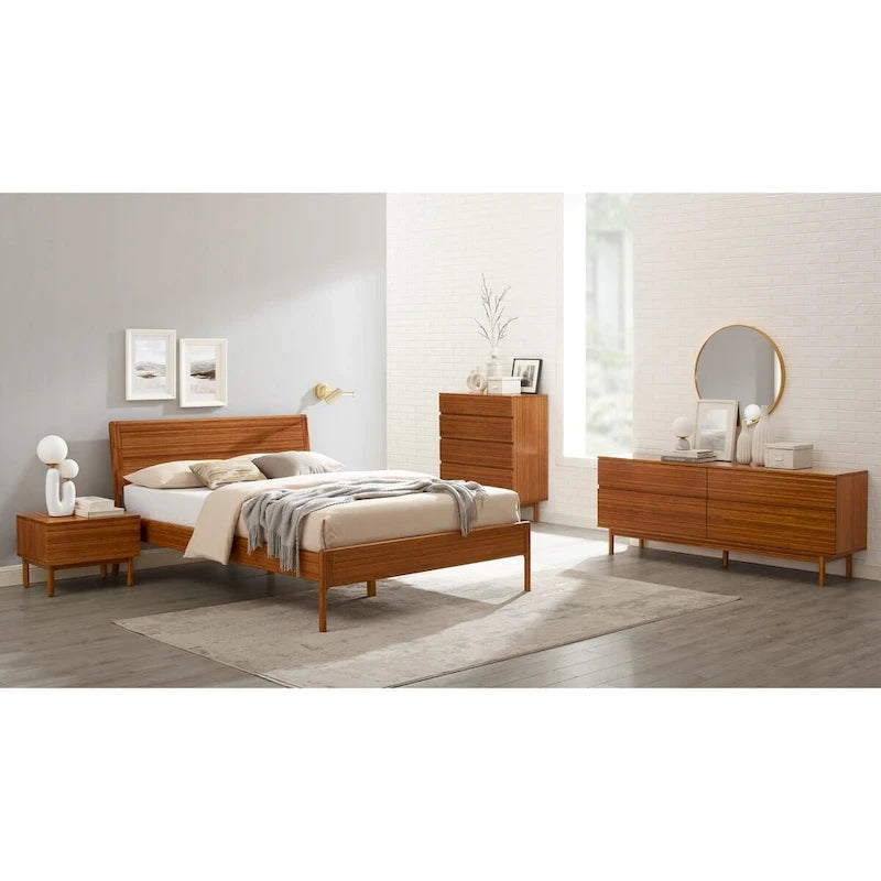 King Platform Bed – Copper, Upholstered Fabric, Tufted Headboard, Contemporary, No Box Spring - Image 9