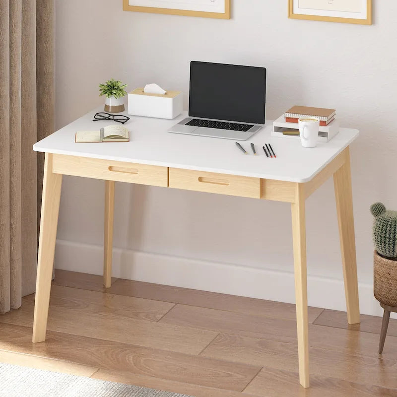 Wood Desk - 39.4W, Multi-Functional, Rounded Corners, Optional Drawers, Easy Assembly - Image 3
