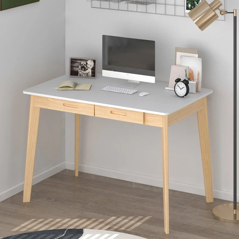 Wood Desk - 39.4W, Multi-Functional, Rounded Corners, Optional Drawers, Easy Assembly - Image 4