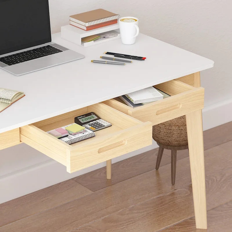 Wood Desk - 39.4W, Multi-Functional, Rounded Corners, Optional Drawers, Easy Assembly - Image 7