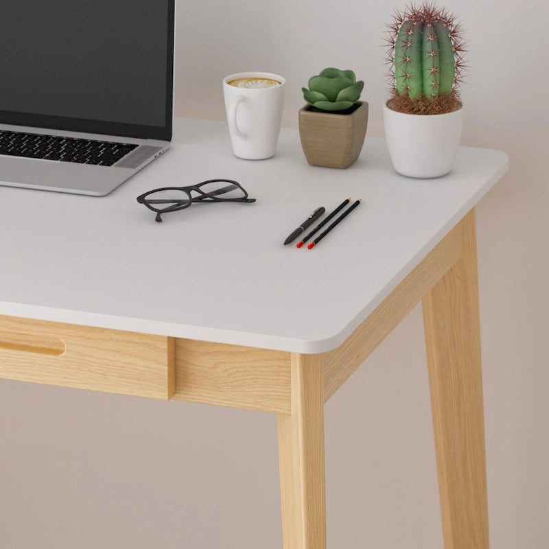 Home Office Desk – 39.4W, MDF & Solid Wood, 2 Drawers, 120 lbs Capacity, Classic Style - Image 11