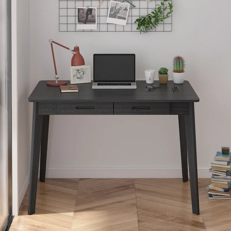 Home Office Desk – 39.4W, MDF & Solid Wood, 2 Drawers, 120 lbs Capacity, Classic Style - Image 13
