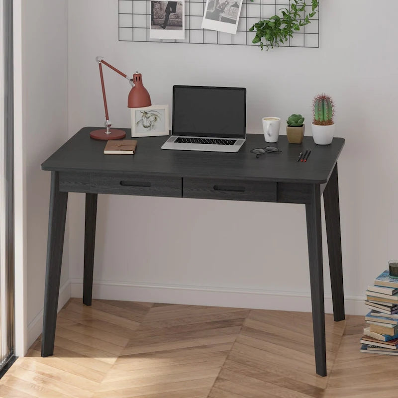 Home Office Desk – 39.4W, MDF & Solid Wood, 2 Drawers, 120 lbs Capacity, Classic Style - Image 14