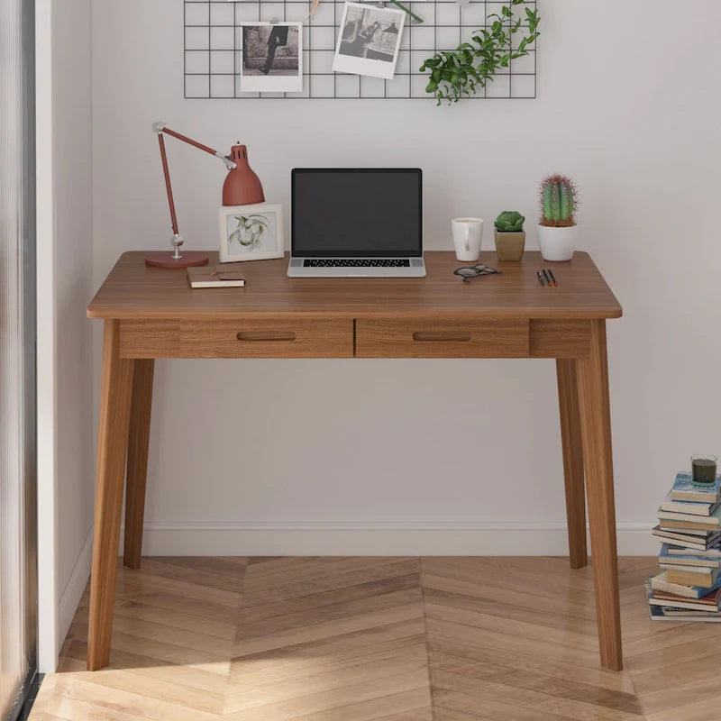 Home Office Desk – 39.4W, MDF & Solid Wood, 2 Drawers, 120 lbs Capacity, Classic Style - Image 20