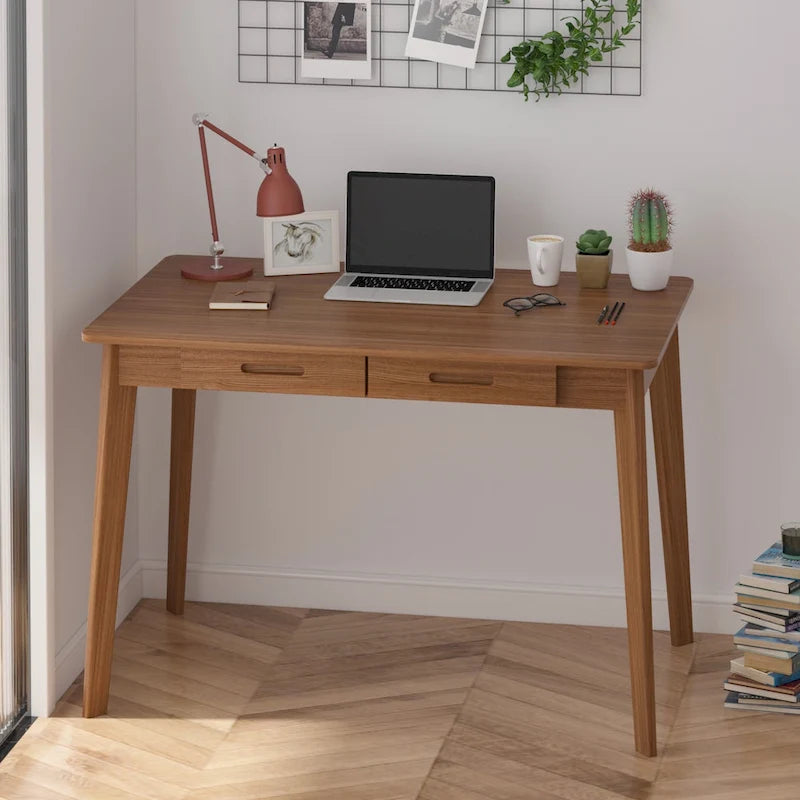 Home Office Desk – 39.4W, MDF & Solid Wood, 2 Drawers, 120 lbs Capacity, Classic Style - Image 21