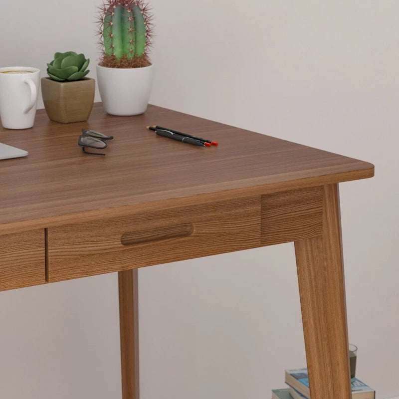 Home Office Desk – 39.4W, MDF & Solid Wood, 2 Drawers, 120 lbs Capacity, Classic Style - Image 24