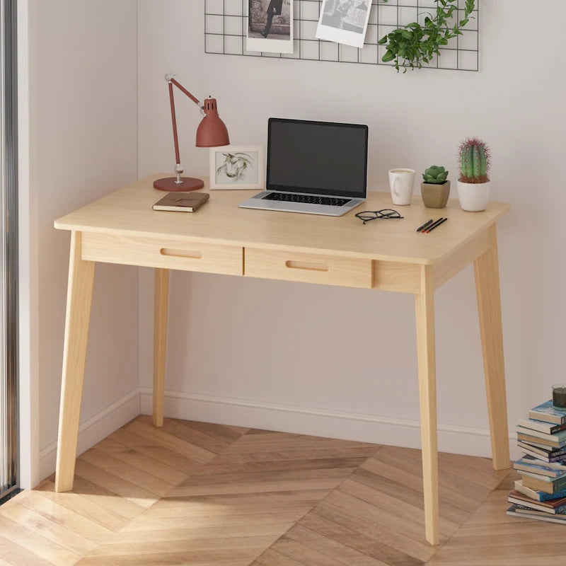 Home Office Desk – 39.4W, MDF & Solid Wood, 2 Drawers, 120 lbs Capacity, Classic Style - Image 26