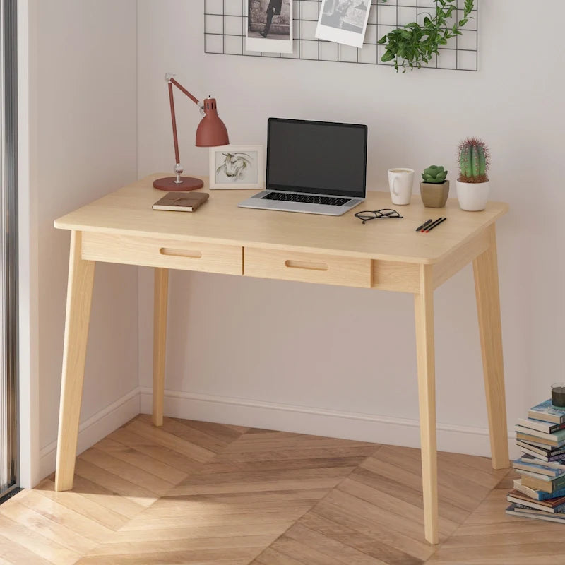 Home Office Desk – 39.4W, MDF & Solid Wood, 2 Drawers, 120 lbs Capacity, Classic Style - Image 8