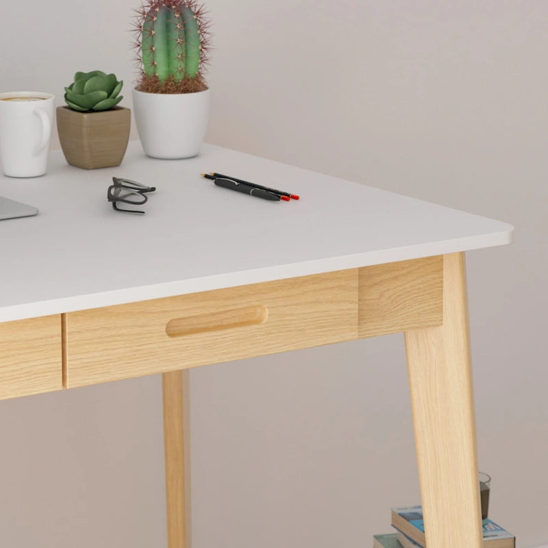 Home Office Desk – 39.4W, MDF & Solid Wood, 2 Drawers, 120 lbs Capacity, Classic Style - Image 10