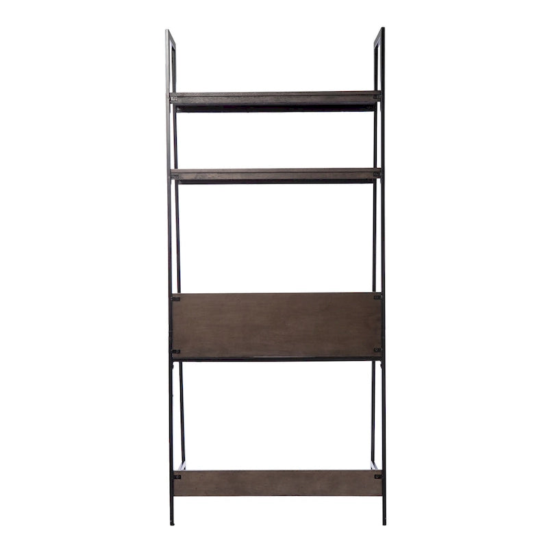 Ladder Desk – Gray Wood, 3 Shelves, 1 Drawer, Wireless Charger, Industrial, 28W x 64H - Image 7