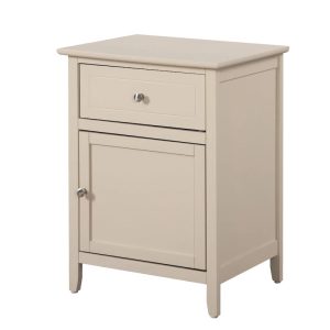 Nightstand – 1 Drawer, 1 Cabinet, Metal Handle, Particle Board, 16W x 21H, Modern