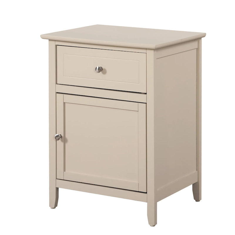 Nightstand – 1 Drawer, 1 Cabinet, Metal Handle, Particle Board, 16W x 21H, Modern