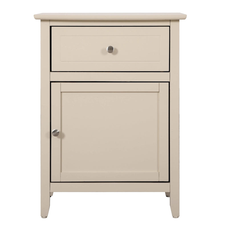 Nightstand – 1 Drawer, 1 Cabinet, Metal Handle, Particle Board, 16W x 21H, Modern - Image 2