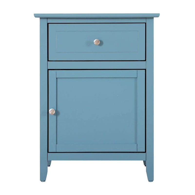 Nightstand – 1 Drawer, 1 Cabinet, Metal Handle, Particle Board, 16W x 21H, Modern - Image 3