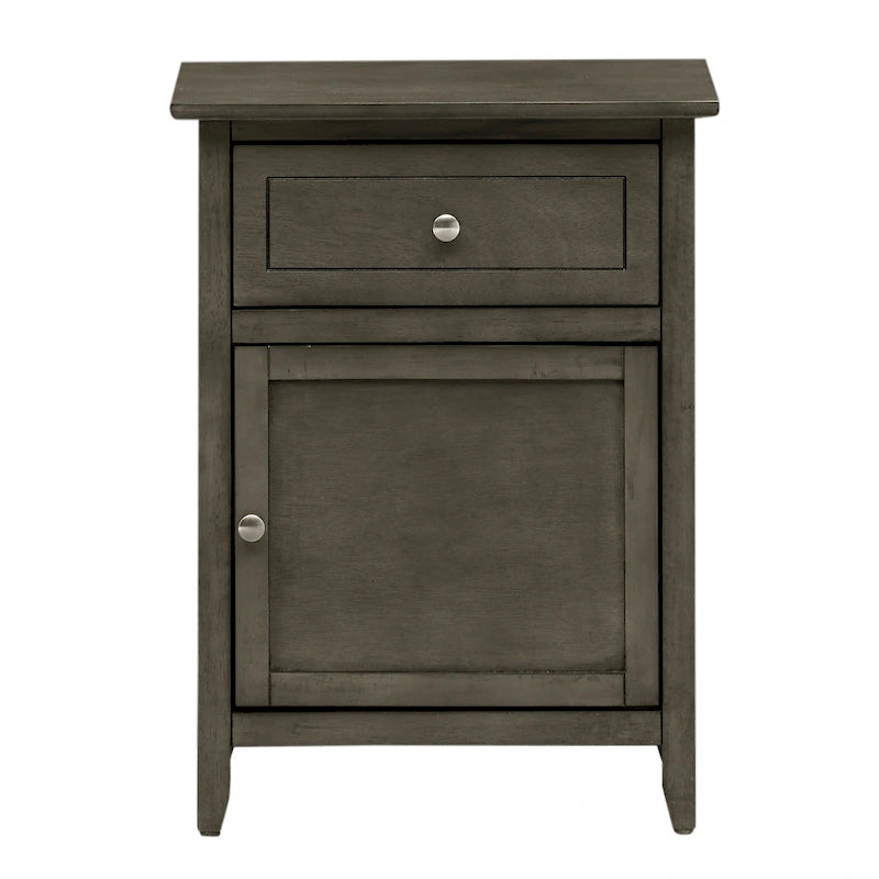 Nightstand – 1 Drawer, 1 Cabinet, Metal Handle, Particle Board, 16W x 21H, Modern - Image 4