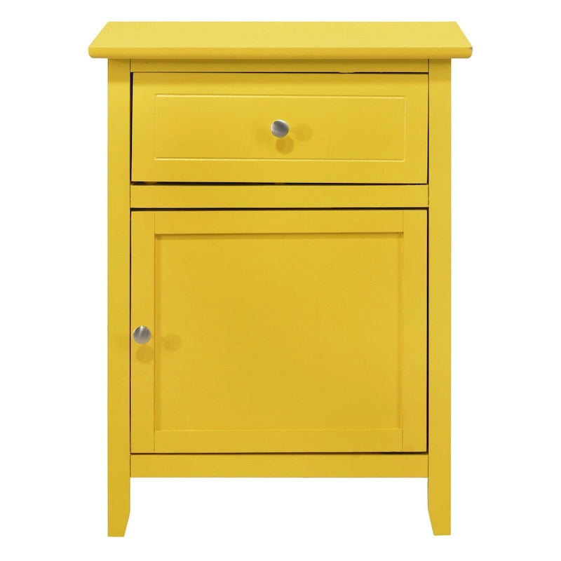 Nightstand – 1 Drawer, 1 Cabinet, Metal Handle, Particle Board, 16W x 21H, Modern - Image 5
