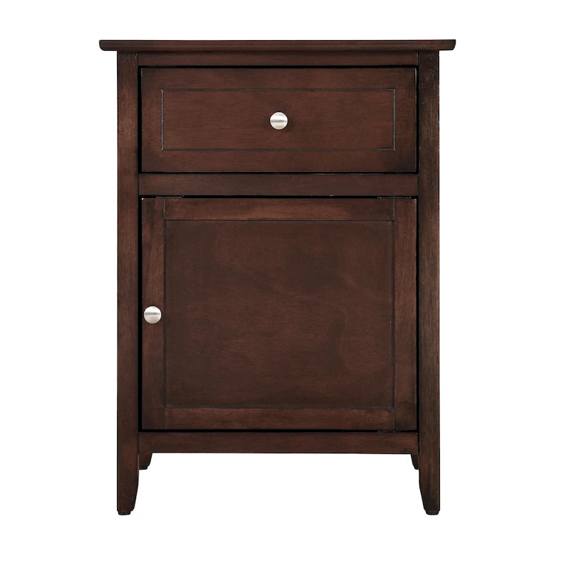 Nightstand – 1 Drawer, 1 Cabinet, Metal Handle, Particle Board, 16W x 21H, Modern - Image 8