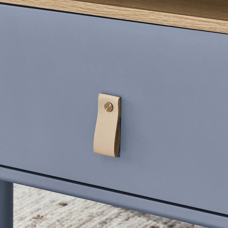 Nightstand – MDF & Solid Wood, 1 Drawer, Open Shelf, Leather Handles, 16.1W x 18.4H, Modern - Image 24