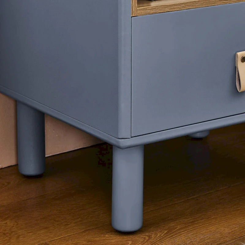 Nightstand – MDF & Solid Wood, 1 Drawer, Open Shelf, Leather Handles, 16.1W x 18.4H, Modern - Image 25