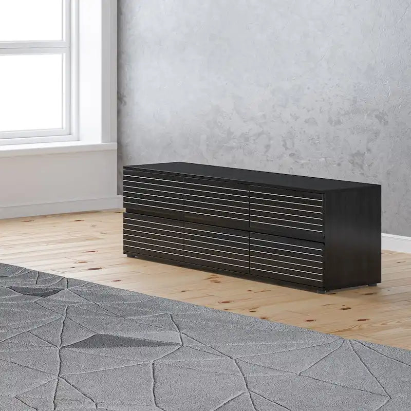 Low Profile Dresser/TV Stand - Black & White, 6 Drawers, 63W x 19.7H, Multi-Functional - Image 8