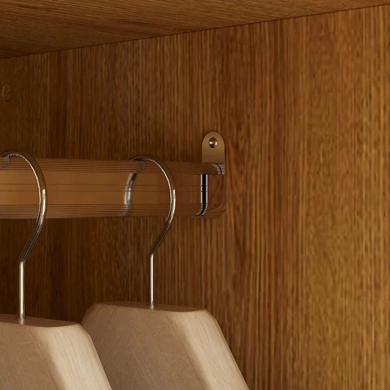 Wood Wardrobe – 2 Doors, 2 Drawers, Hanging Rod, 26.7W x 60.3H, Storage Organizer - Image 8